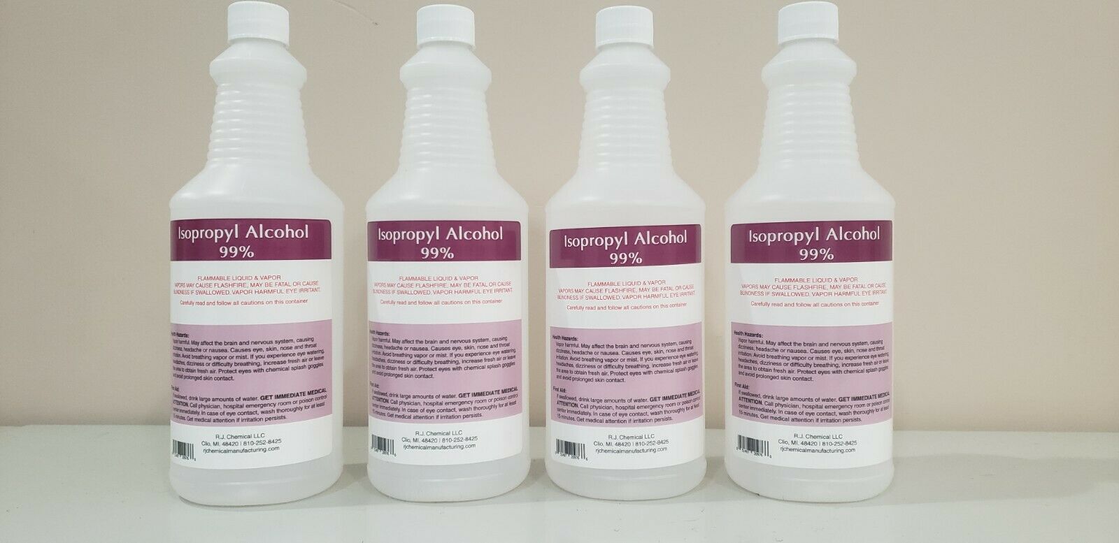 1 Gallon - Packed In 4 Qts- Isopropyl Alcohol 99% -100% Pure-*free Quart Offer*